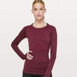 RARE Lululemon Star Ruby Red Black Swiftly Tech Shirt Size 4